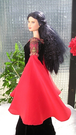 Arwen in blood red dress - ooak Barbie doll