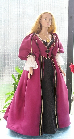 Elizabeth Swann - OOAK plum dress for doll from Pirates of the Caribbean movie