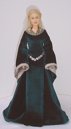 EOWYN -green  gown - OOAK costume for doll