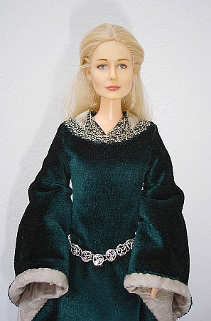 EOWYN - green  gown - OOAK costume for doll