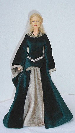  EOWYN - green  gown - OOAK costume for doll