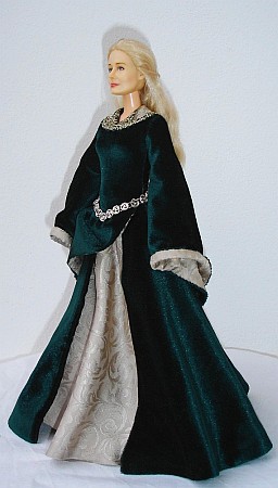 Green  gown - OOAK costume for doll