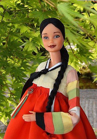 han-bok, OOAK korean traditional costume for 12" Barbie doll
