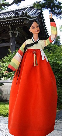 han-bok, OOAK korean traditional costume for 12" Barbie doll