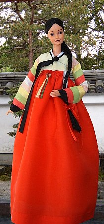 han-bok, OOAK korean traditional costume for 12" Barbie doll