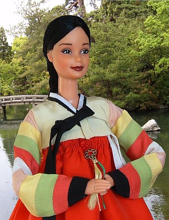 han-bok, OOAK korean traditional costume for 12" Barbie doll