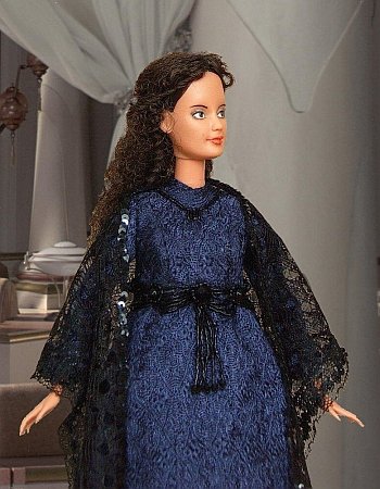 Padmé Amidala -  Black "The Kiss" 
gown - OOAK dress for 12 Barbie doll