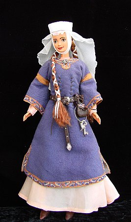Julianna - románské šaty z 12. století pro Barbie, ooak